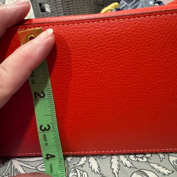 Coach Red /Orange Tote Bag; Lg., beautiful; NWOT; yellow and teal interior. - Picture 5 of 12